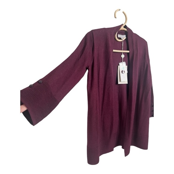 Stitch Fix Cranberry Super Soft Open Front Cardifan 3/4 Button Detail Sleeves - Picture 3 of 11